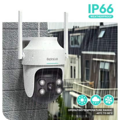 Mrežna nadzorna kamera BOTSLAB PT W312, 4 MP, 360°, vanjska, WiFi, noćno snimanje, bijela