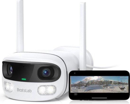 Mrežna nadzorna kamera BOTSLAB W302, Dual-Lens, 4 MP, 170°, vanjska, WiFi, bijela