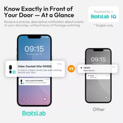 Pametno bežično zvono BOTSLAB R810SE, 2K, WiFi, baterijsko, bijelo