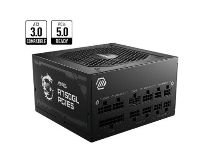 Napajanje 750W, MSI MAG A750GL PCIE5, ATX v3.0, 120mm vent, modularno, 80+ Gold