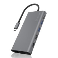 Docking station ICY BOX IB-DK4050-CPD, PD 100W, USB-C na 2x USB-C, 2x USB-A 3.0, 2x USB-A 2.0, 2x HDMI, DisplayPort, SD/microSD, G-LAN