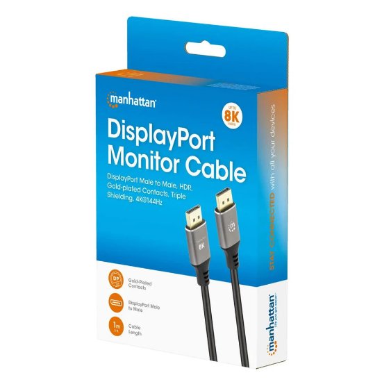 Kabel MANHATTAN, DisplayPort (M) na DisplayPort (M), 8K@60Hz, 1.0m