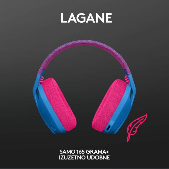 Slušalice LOGITECH Gaming G435 Lightspeed, USB-C, bežične, BT, plavo-ljubičaste