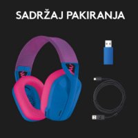 Slušalice LOGITECH Gaming G435 Lightspeed, USB-C, bežične, BT, plavo-ljubičaste