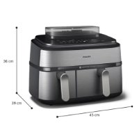 Friteza na vrući zrak PHILIPS NA555/00 2750 W, 9 l, Dual Basket, sreberna