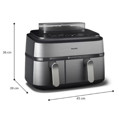 Friteza na vrući zrak PHILIPS NA555/00 2750 W, 9 l, Dual Basket, sreberna