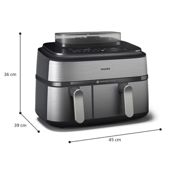 Friteza na vrući zrak PHILIPS NA555/00 2750 W, 9 l, Dual Basket, sreberna