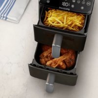 Friteza na vrući zrak PHILIPS NA461/00, 2750 W, 10 L, 2750 W, vertikalna dvostruka košara, crna