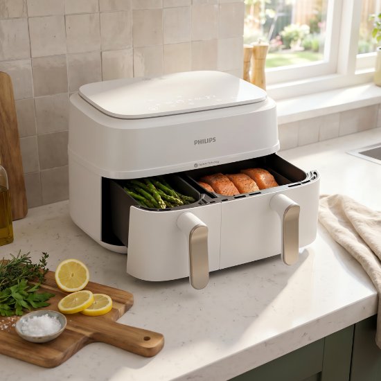 Friteza na vrući zrak PHILIPS NA353/10, 2750 W, 9 L, Dual Basket, bijela