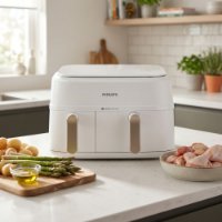 Friteza na vrući zrak PHILIPS NA353/10, 2750 W, 9 L, Dual Basket, bijela