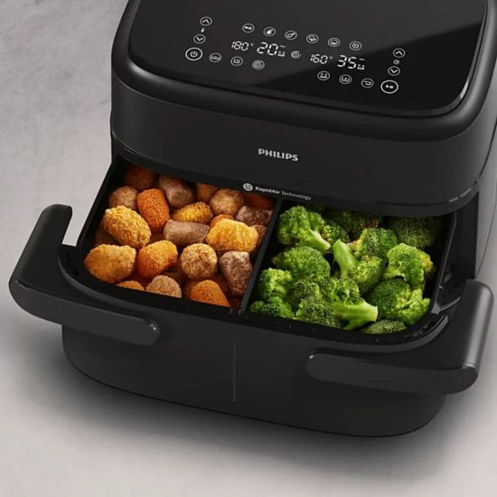 Friteza na vrući zrak PHILIPS NA150/00, 2450 W, 7.1 L, Dual Basket, crna