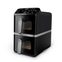 Friteza na vrući zrak PHILIPS NA461/00, 2750 W, 10 L, 2750 W, vertikalna dvostruka košara, crna