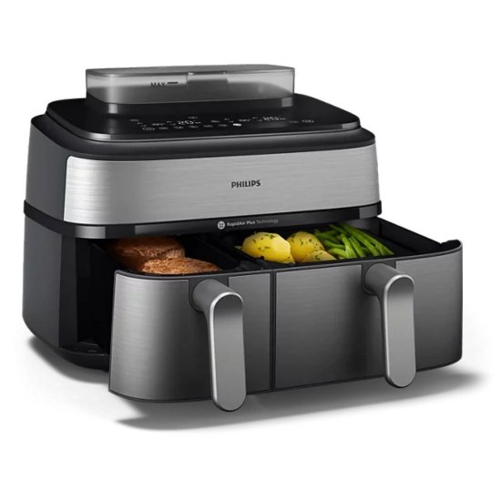 Friteza na vrući zrak PHILIPS NA555/00 2750 W, 9 l, Dual Basket, sreberna