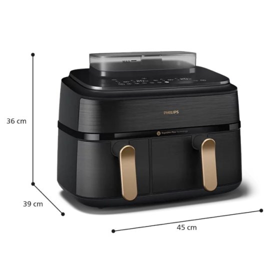Friteza na vrući zrak PHILIPS NA552/00, 2750 W, 9 l, Dual Basket, crna