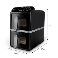 Friteza na vrući zrak PHILIPS NA461/00, 2750 W, 10 L, 2750 W, vertikalna dvostruka košara, crna