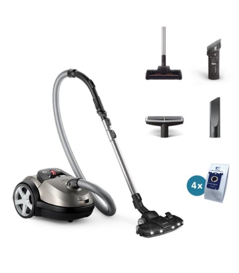 Usisavač PHILIPS XD8152/12, 900 W, 4 L vrećica, sreberni