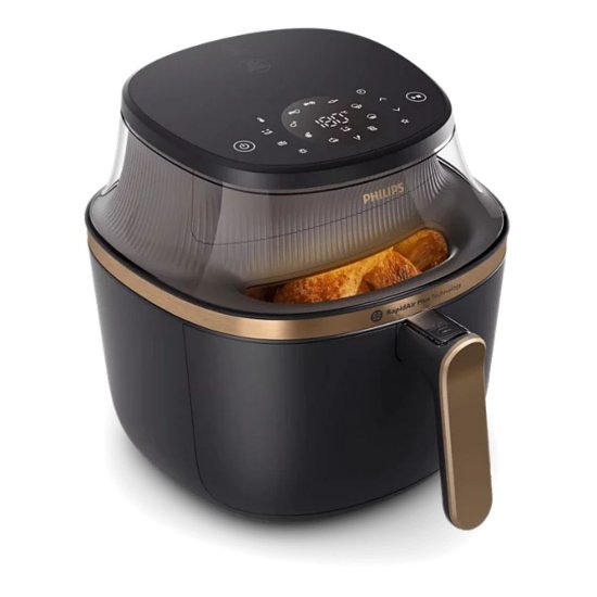 Friteza na vrući zrak PHILIPS NA342/00, 7,2 L, 2000 W, crno-zlatna, plastika, 45 cm x 32 cm x 34 cm