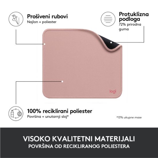 Podloga za miš, LOGITECH Studio, soft, roza
