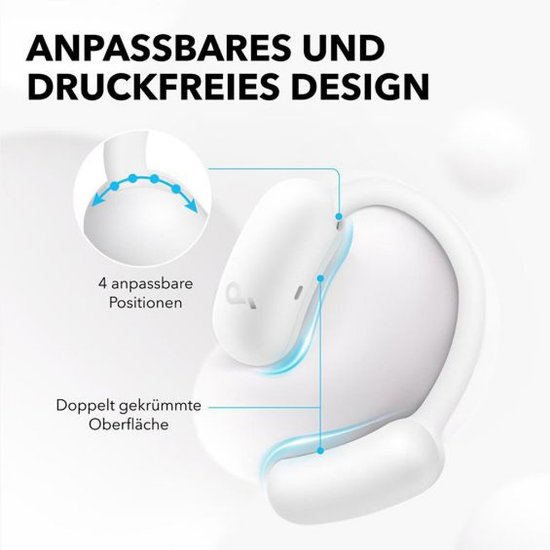Slušalice ANKER SoundCore AeroFit 2, Ozone, open-ear, bežične, Bluetooth, bijele