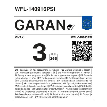 Perilica rublja VIVAX WFL-140916PSI, 9 kg, 1400 o/min, energetski razred A, bijela