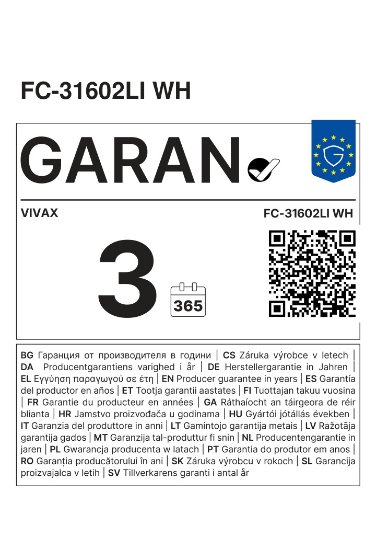 Plinski štednjak VIVAX FC-31602LI WH, 3x plin + 1x grijača ploča, energetski razred A, bijeli