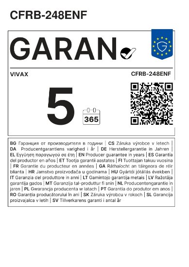 Hladnjak VIVAX CFRB-248ENF, 184,5cm, 180/68 l, energetski razred E, bijeli