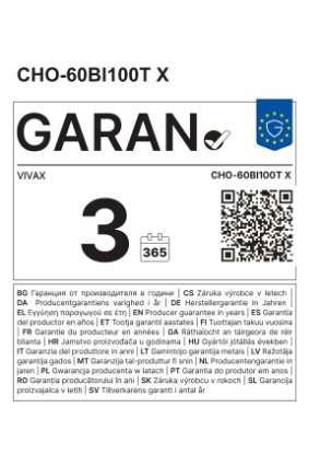 Zidna kuhinjska napa VIVAX CHO-60BI100T X, 52,5 cm, 281 m3/h, energetski razred D, bijela