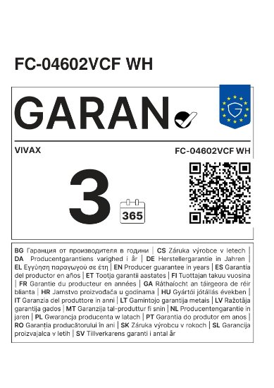 Plinski štednjak VIVAX FC-04602VCF WH, 4x keramičke grijaće ploče, energetski razred A, bijeli