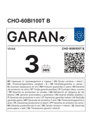 Zidna kuhinjska napa VIVAX CHO-60BI100T B, 52,5 cm, 281 m3/h, energetski razred D, bijela