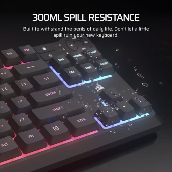 Tipkovnica CORSAIR K55 CORE TKL RGB, membranska, US Layout, USB, crna