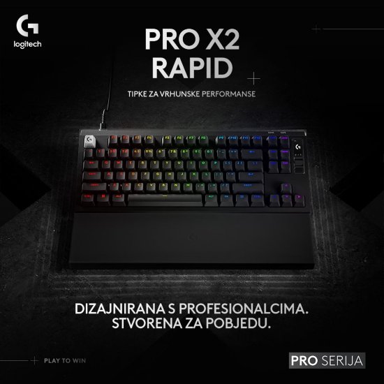 Tipkovnica LOGITECH PRO X2 Rapid, mehanička, crna