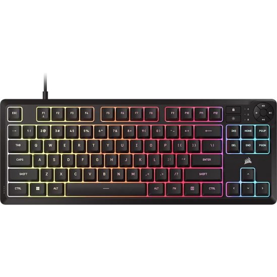Tipkovnica CORSAIR K55 CORE TKL RGB, membranska, US Layout, USB, crna
