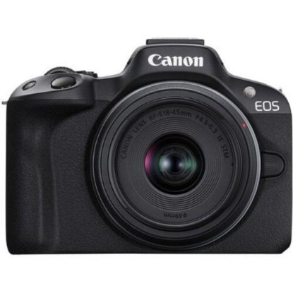 Digitalni fotoaparat CANON EOS R50 + RF-S 18-45mm F4.5-6.3 IS STM, crni, 24.2 Mpixela, 2.5x optički zoom