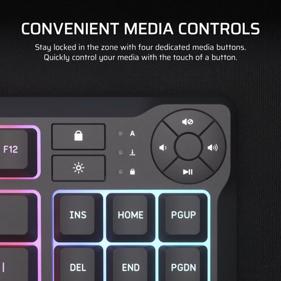 Tipkovnica CORSAIR K55 CORE TKL RGB, membranska, US Layout, USB, crna