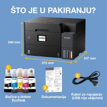 Multifunkcijski printer EPSON EcoTank L6390, printer/scanner/copy/fax, 4800 x 1200, USB, LAN, WiFi, crni