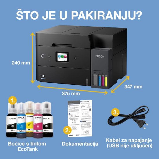 Multifunkcijski printer EPSON EcoTank L6390, printer/scanner/copy/fax, 4800 x 1200, USB, LAN, WiFi, crni