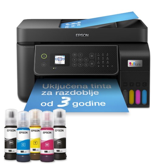 Multifunkcijski printer EPSON EcoTank L5310, printer/scanner/copy/fax, 5760 dpi, USB, LAN, WiFi, crni