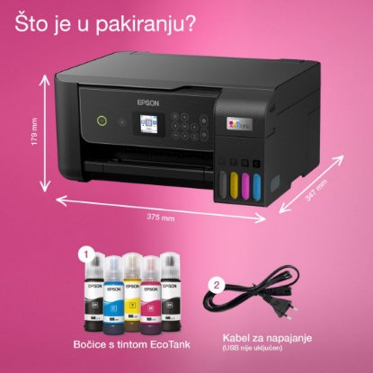 Multifunkcijski printer EPSON EcoTank L3280, printer/scanner/copy, 5760 x 1440, WiFi, USB, crni
