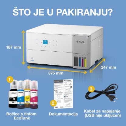Multifunkcijski printer EPSON EcoTank L4366, printer/scanner/copy, 4800 x 1200, USB, WiFi, bijeli