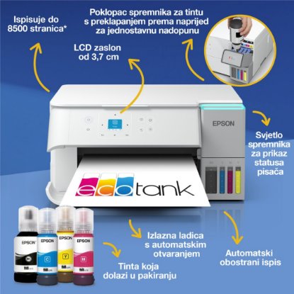Multifunkcijski printer EPSON EcoTank L4366, printer/scanner/copy, 4800 x 1200, USB, WiFi, bijeli