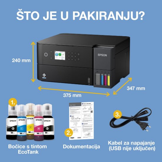 Multifunkcijski printer EPSON EcoTank L6360, printer/scanner/copy, 4800 x 1200, USB, LAN, WiFi, crni