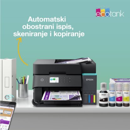 Multifunkcijski printer EPSON EcoTank L6370, printer/scanner/copy, 4800 x 1200, USB, LAN, WiFi, crni