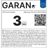 Gaming monitor 32" DELL Alienware AW3225DM, QHD, VA, 180Hz, 1ms, 400cd/m2, FreeSync, zakrivljeni, crni