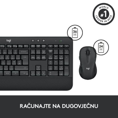 Tipkovnica + miš LOGITECH MK545 Advanced Combo, bežična, crna, Unifying receiver USB
