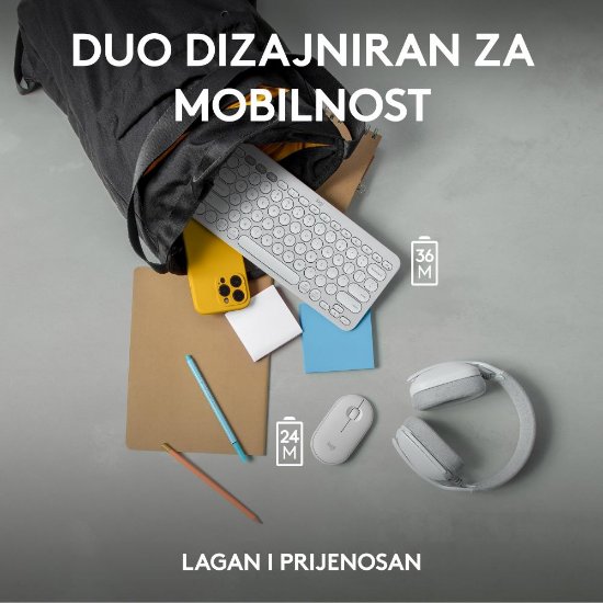 Tipkovnica + miš LOGITECH Pebble 2 Combo, bežična, bijela