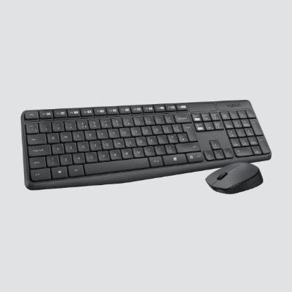 Tipkovnica + miš LOGITECH MK235 Wireless Desktop, bežična, siva, USB