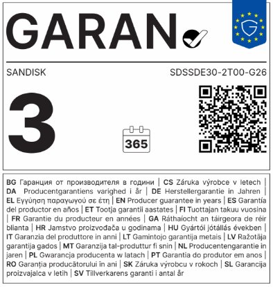 SSD vanjski 2TB SANDISK Portable, SDSSDE30-2T00-G26, USB 3.2 Gen2, plavi