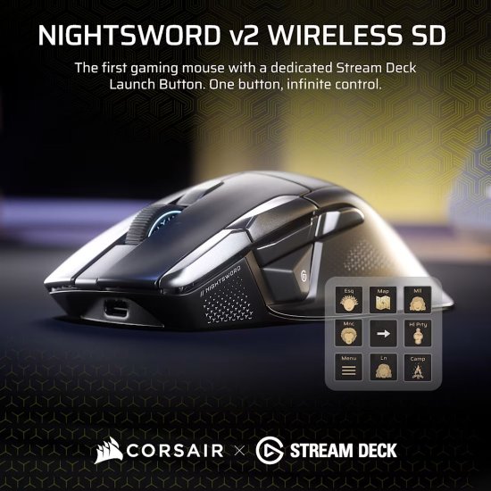 Miš CORSAIR NIGHTSWORD V, bežični, 33000dpi, crni