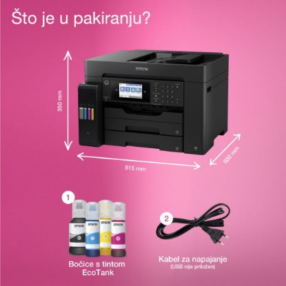 Multifunkcijski printer EPSON EcoTank L15150, printer/scanner/copy/fax, A3, 4800 dpi, USB, LAN, WiFi, crni