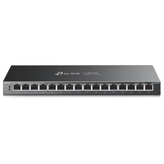 Switch TP-LINK TL-SG116P, 16×G-LAN PoE+, 802.3af/at, 120W